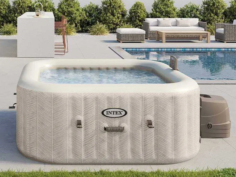 Intex Carrée Chevron Deluxe 28446EX - Ø173x71 cm - Spa gonflable à hydromassage