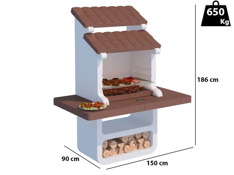 Linea VZ Portocervo - Barbecue à bois et charbon en maçonnerie
