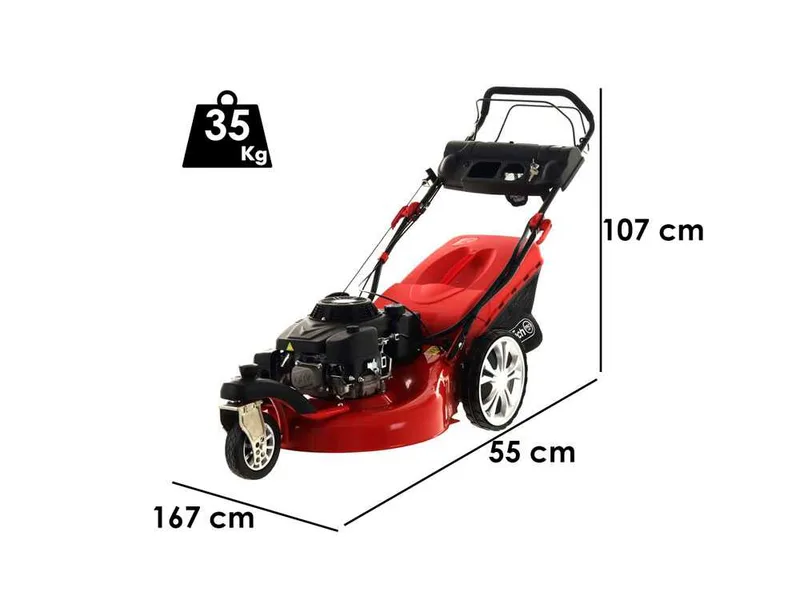 GeoTech Pro S58-3 BMSWGE L225 -Tondeuse à gazon thermique tractée - Roue pivotante - Démarrage électrique