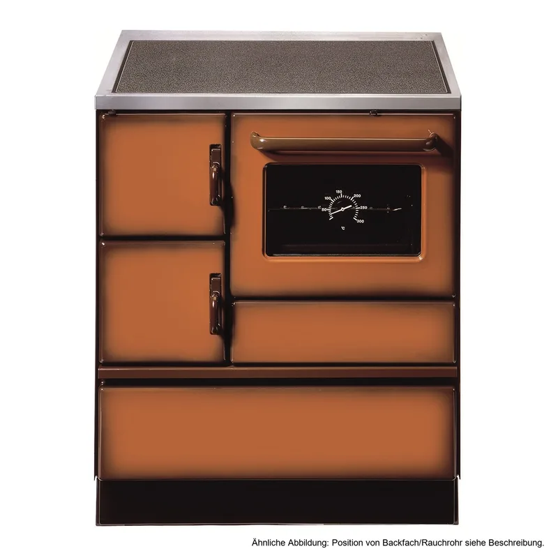 Wamsler K 128 Cuisinière à bois à gauche marron avec plaque vitrocéramique