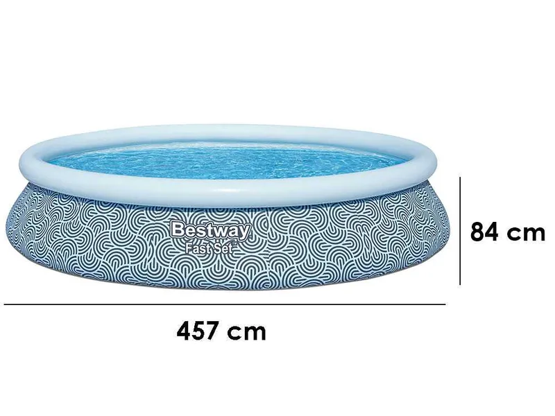 Bestway FAST Set 57313 - Ø457x84 cm - Piscine gonflable + Pompe de filtration 29 W