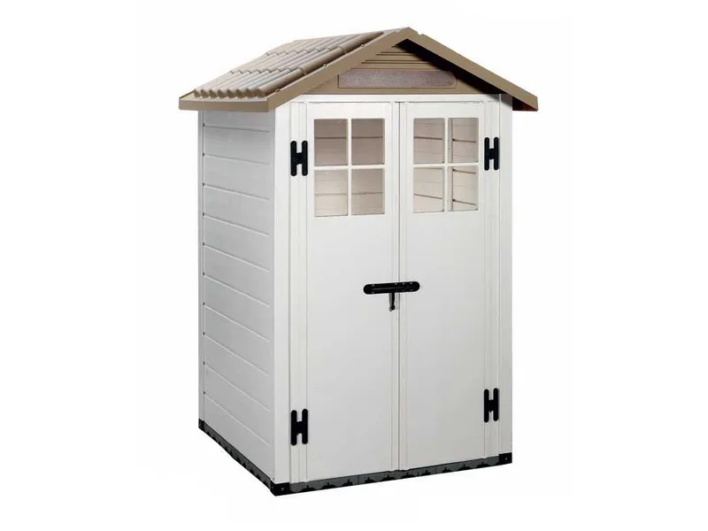 Garofalo Tuscany Evo 120 - Abri de jardin - Avec fenêtres et porte à double battant - 122,5 x 122,5 x 214 cm