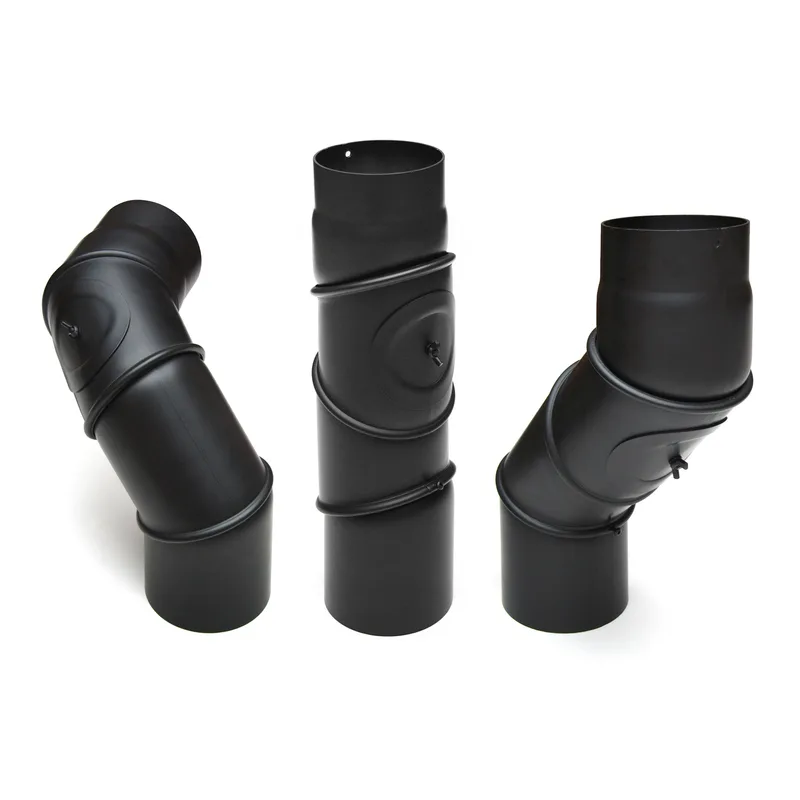 Raik Basic coude multiple 120 mm noir avec porte – 4 pièces pour tuyau de fumée / conduit de fumée