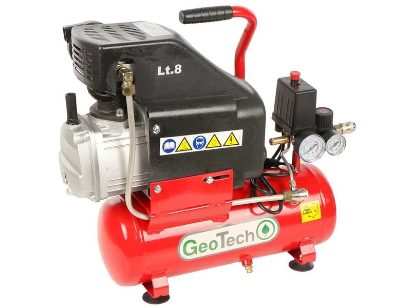 GeoTech AC9-8-20 - Compresseur d'air électrique compact portatif - Moteur 2 CV - 8 L air comprimé