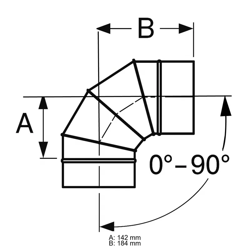 Schiedel PRIMA PLUS coude 0-90° orientable Ø150 mm simple paroi mat