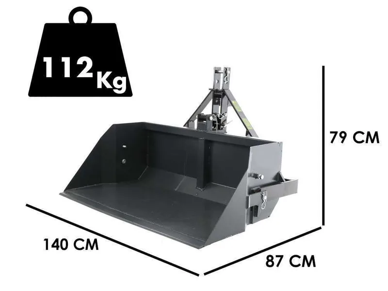 Godet arrière pour tracteur Blackstone B-PAL 140 - avec lame de 140 cm - charge 400Kg