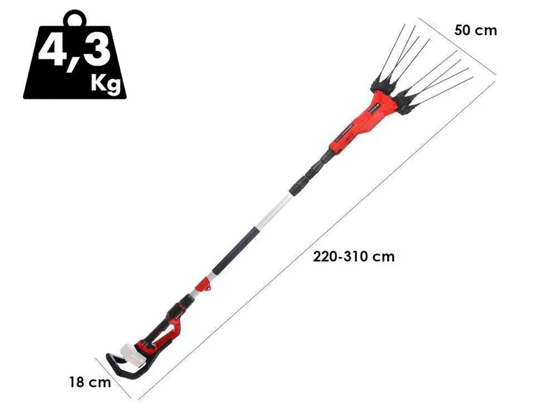Einhell GE-FS 18/53 - Peigne vibreur à batterie - Perche télescopique - 220-310 cm - 18 V