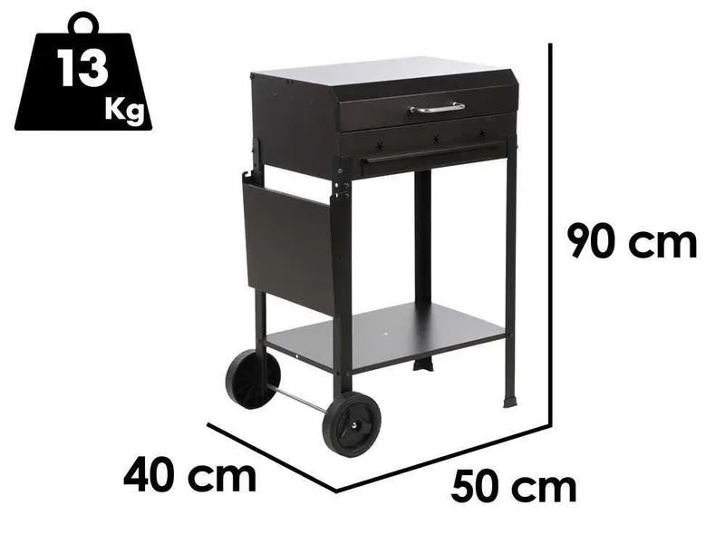 Mille Stella Small - Barbecue à charbon en fer artisanal - 47,5x37 cm