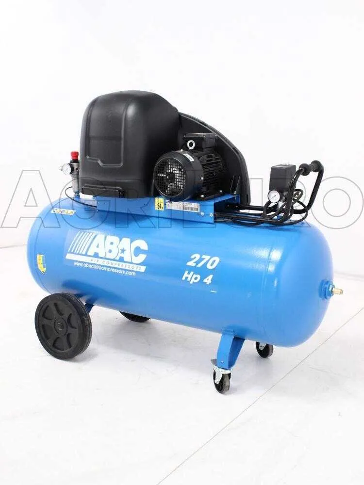 Abac silent A39B 270 CT4 - Compresseur d'air électrique triphasé par courroie silencieux - Moteur 4 CV - 270 litres