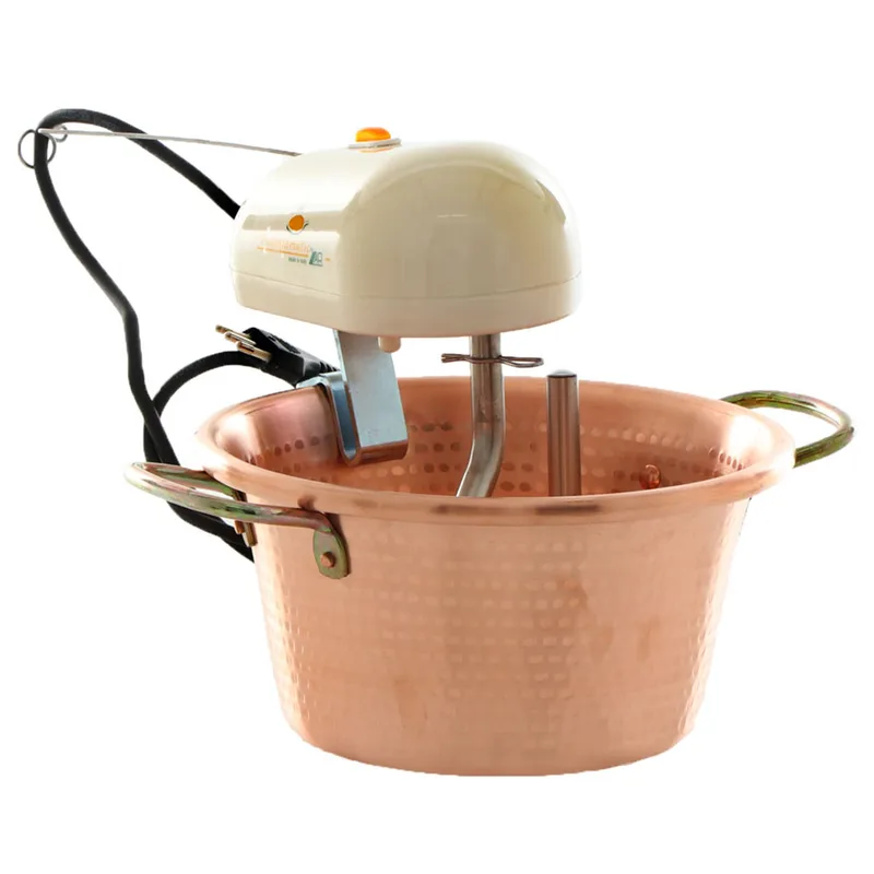 LAR Polentamatic - Chaudron en cuivre électrique martelé pour polenta à base plate 3.5L - 8W max