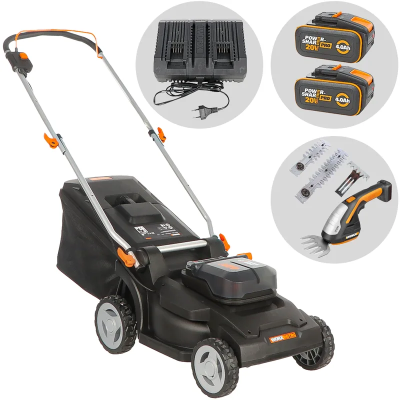 Worx Nitro WG745E - Tondeuse à batterie - 2x20V/4Ah - Coupe 41cm