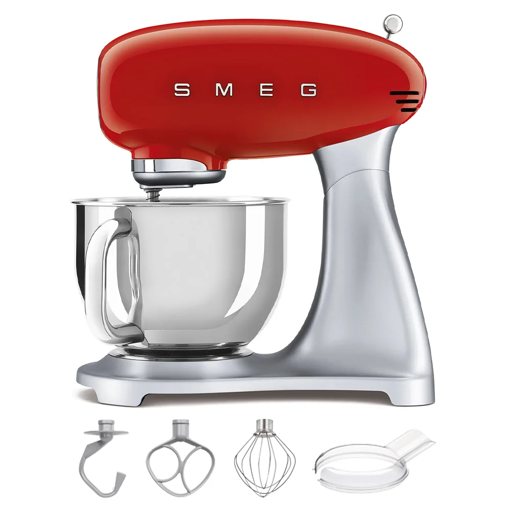 Smeg SMF02RDEU Rouge - Batteur Mélangeur Planétaire - Bol en Inox de 4,8 litres