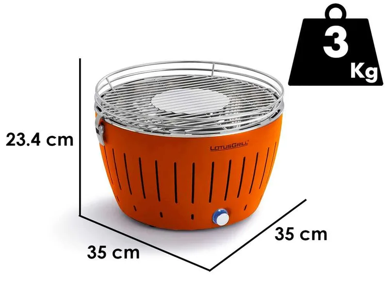 LotusGrill LG G34 U OR - Barbecue portable d'extérieur - Coque orange
