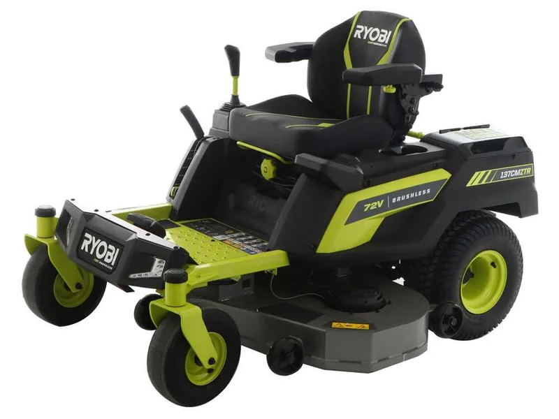 Ryobi ZTRX137 - Tondeuse autoportée à batterie et rayon de braquage zéro - 72V/30Ah - coupe de 137cm - 2en1