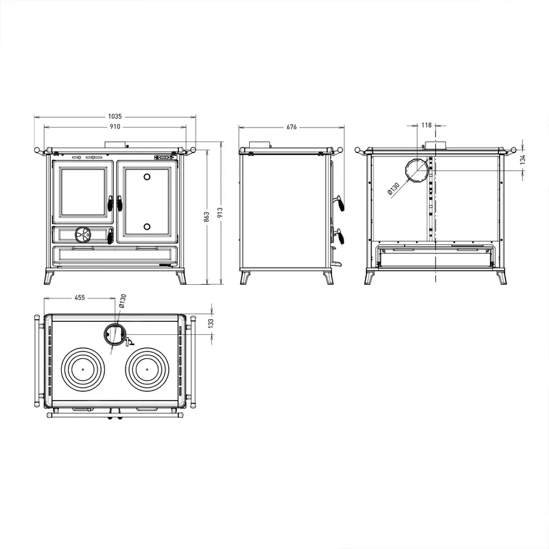 Thermorossi Margot Evo6 cuisinière à bois anthracite