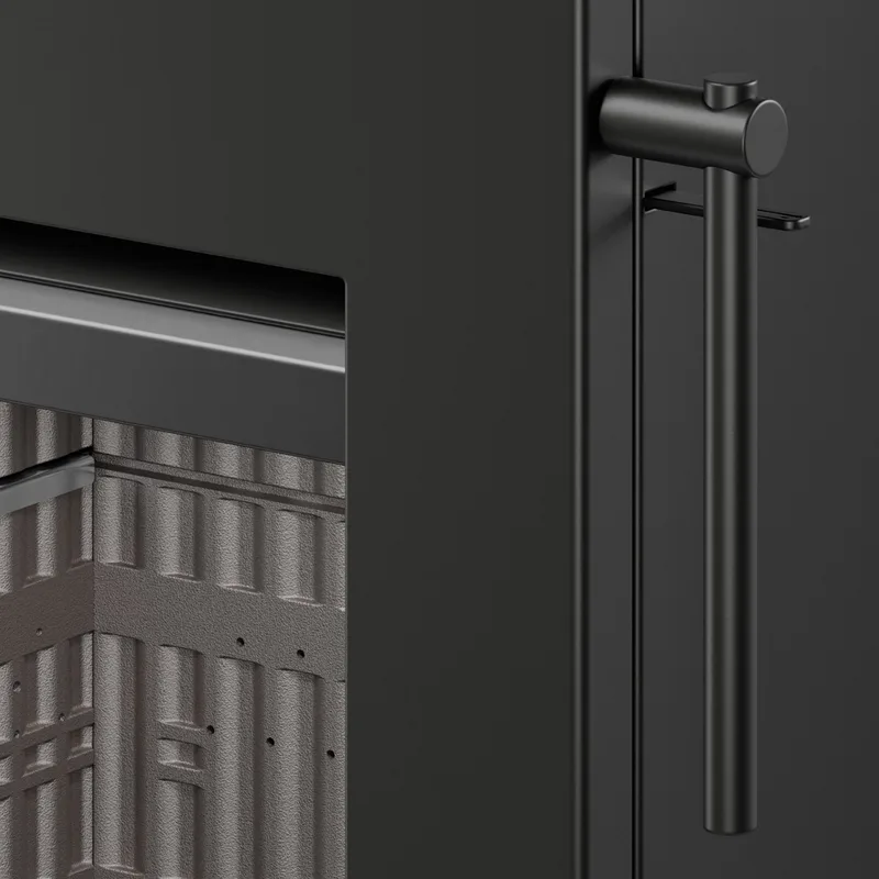 Thermorossi poêle à bois Zen O Evo6 avec compartiment four et compartiment range-bûches noir mat