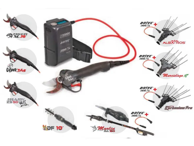 Batterie au Lithium Zanon Drive 350.S - de 3.2Ah/50,4V - Avec harnais et câble de branchement batterie-machine