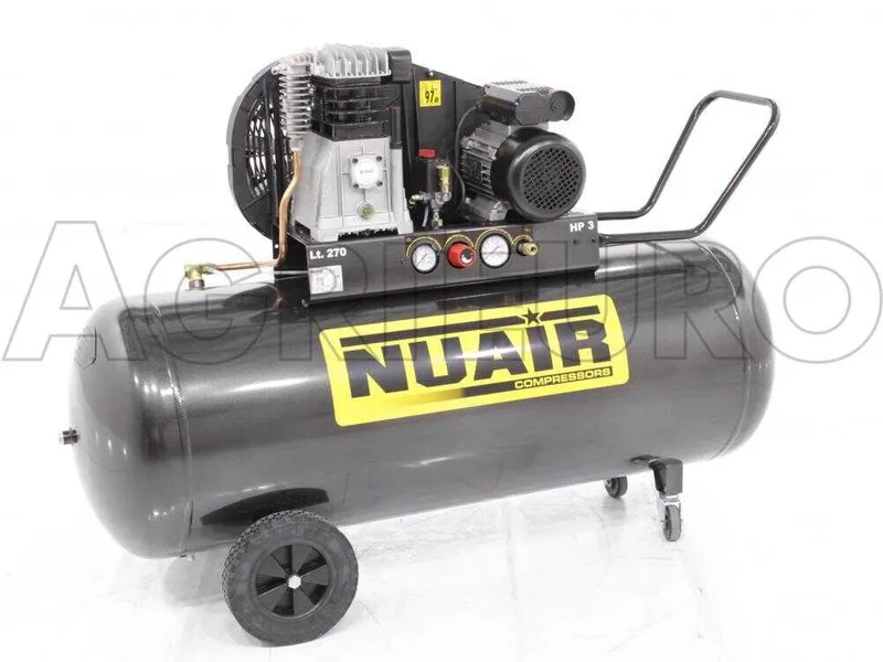 Nuair B 3800B/3M/270 TECH - Compresseur d'air électrique monophasé à courroie - Moteur 3 CV - 270 L