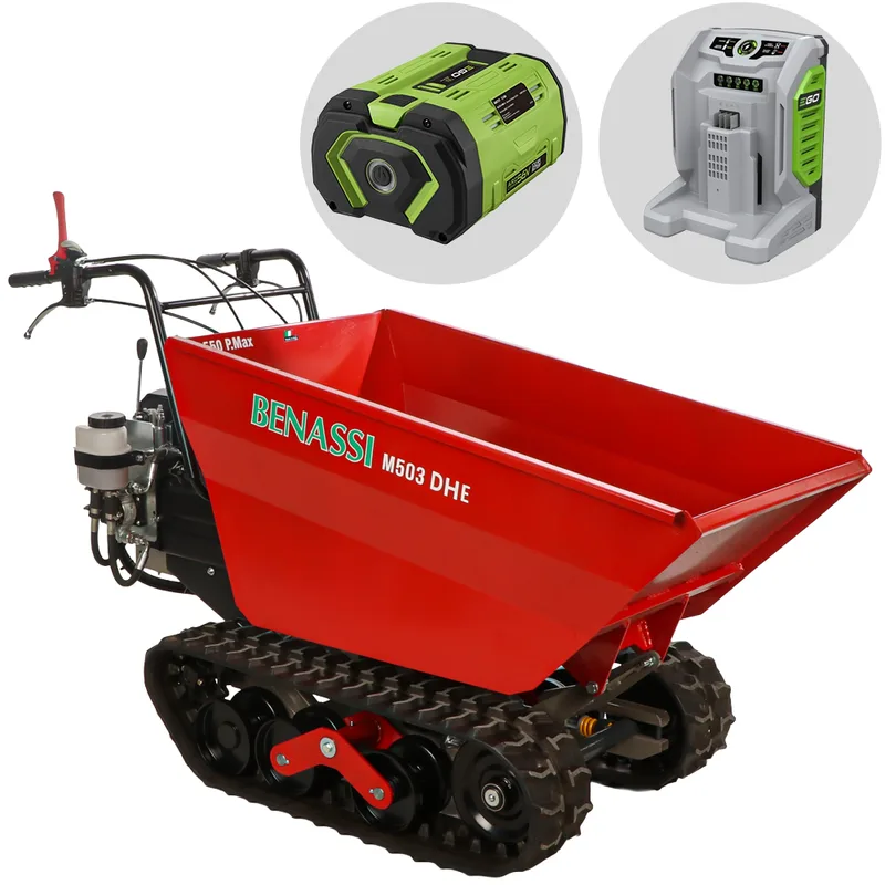 Benassi M503E DH - Brouette motorisée à batterie avec moteur EGO - 56V 12Ah - Basculement hydraulique