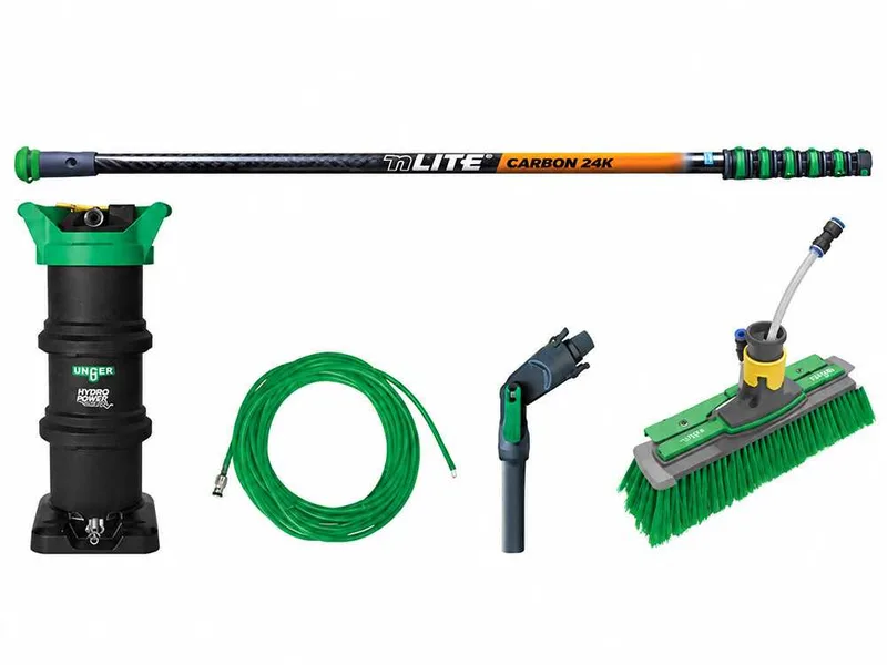 Unger Hydropower Ultra Expert L DI - Kit de nettoyage pour vitres et panneaux photovoltaïques - Perche nLITE Carbon 24K 170-860 cm