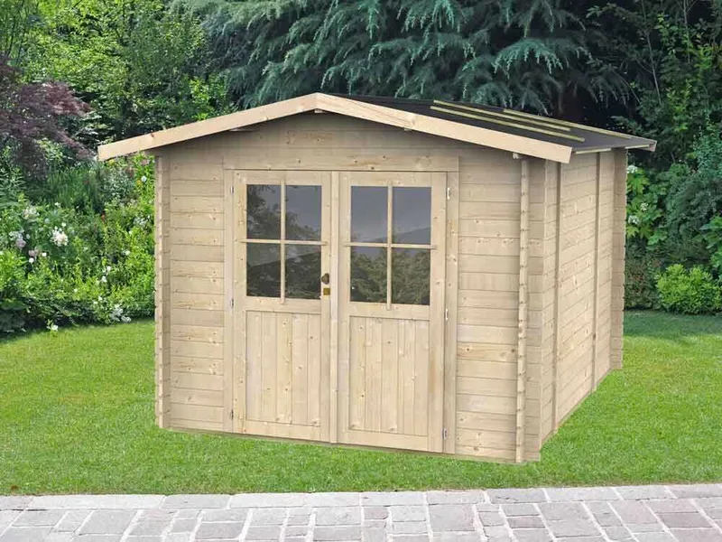 Alce Opera 254x276 - Abri de jardin en bois - Avec fenêtres et porte à double battant - 254x276x218 cm
