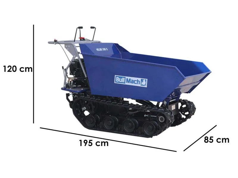 Brouette à moteur à chenilles BullMach Helios 500 D - Caisson dumper hydraulique 500Kg