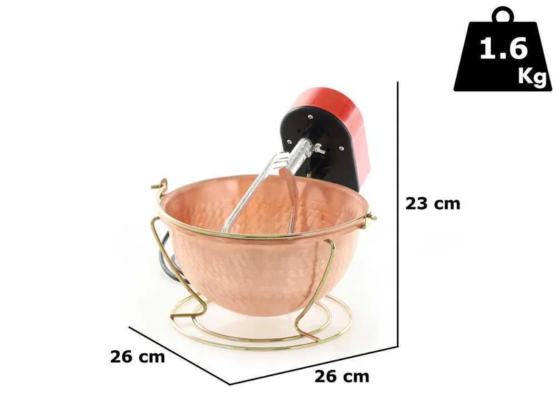Chaudron électrique en cuivre martelé pour polenta NuovaFac Cuoca Automatica base ronde 3L - 5W