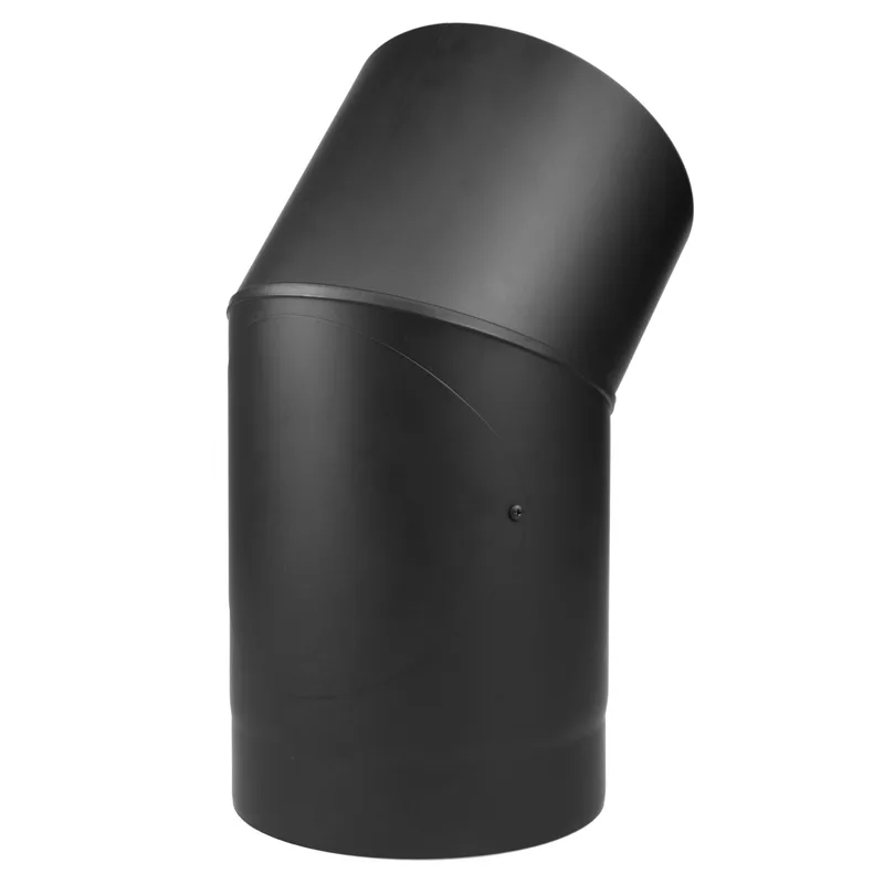 Raik Coltherm coude de tuyau de fumée 150mm noir double paroi 45° avec porte pour tuyau de fumée / conduit de fumée