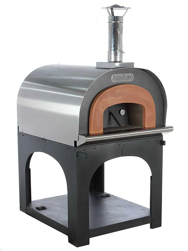 AgriEuro Cibus Inox 800 - Four à bois pour pizza d'extérieur avec chambre de cuisson Ø 80 - Capacité de cuisson : 5 pizzas