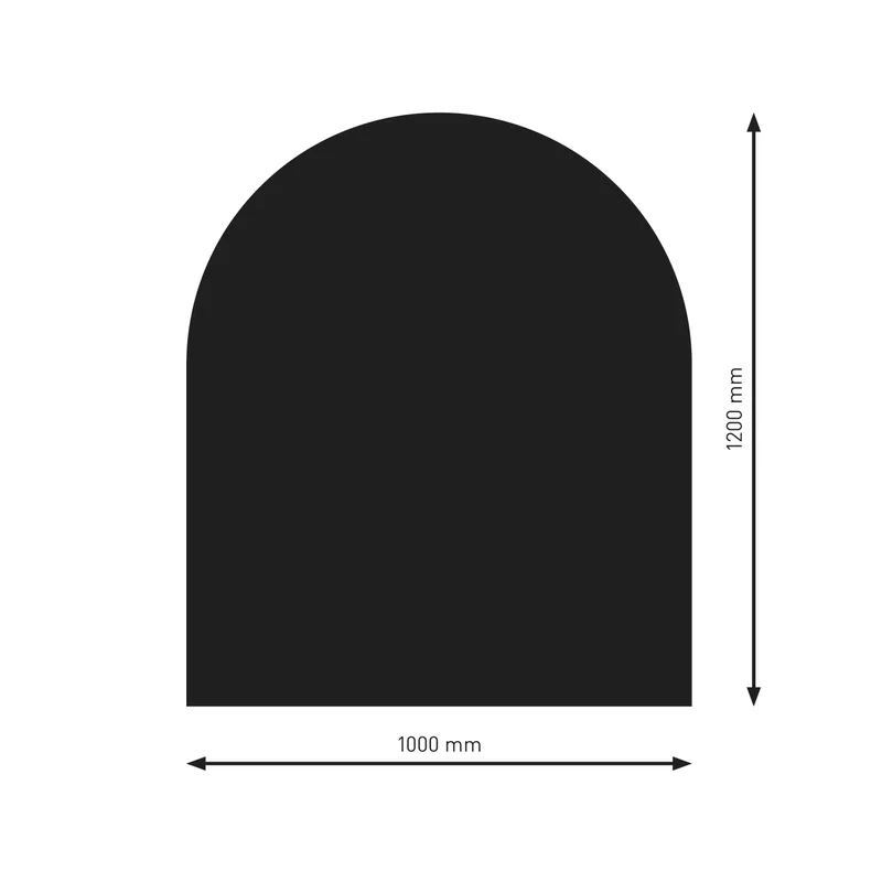 Plaque de sol Raik B3 demi-ronde noire revêtue par poudre 1200 x 1000 mm