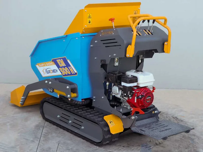 EuroMech EM500H-Dump & Shovel - Brouette motorisée dumper hydraulique 500 kg avec godet de chargement - Transmission hydrostatique