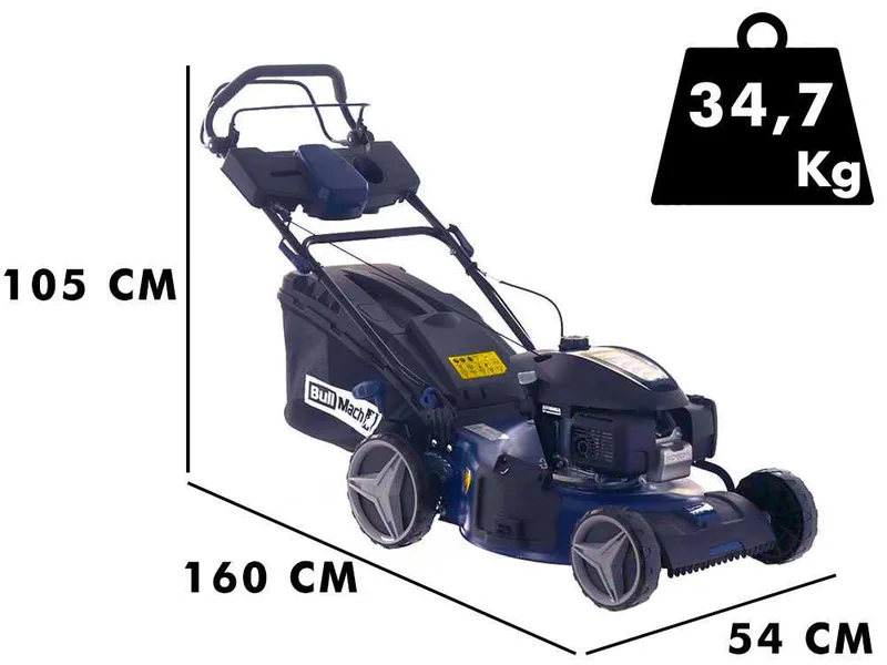 BullMach ACHILLE - 51 H - Tondeuse à gazon thermique tractée - 4 en 1 - Moteur Honda GCVx200