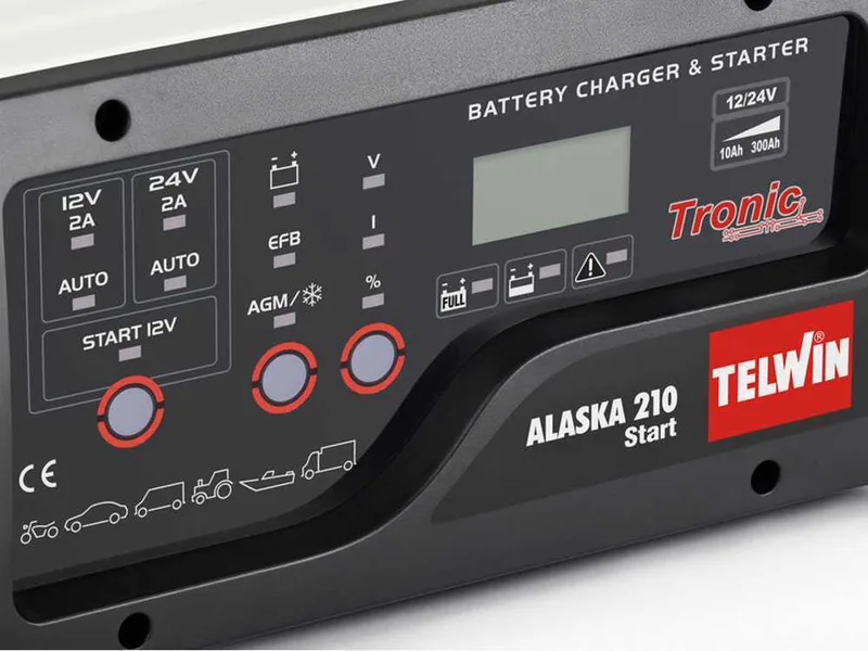 Telwin Alaska 210 Start - Chargeur de batterie, démarreur et mainteneur de charge - Batteries au plomb 12/24V