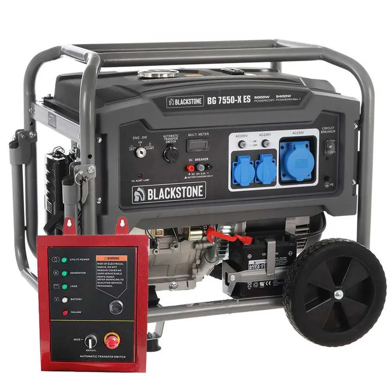 BlackStone BG 7550-X ES - Groupe électrogène sur chariot à essence avec AVR 5.4 kW - Continue 5 kW Monophasé + ATS