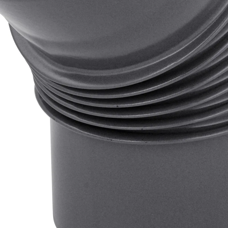 Coude de conduit de fumée / Coude de tuyau de poêle émaillé 150 mm - Coude à 45° nervuré gris avec ouverture de nettoyage.