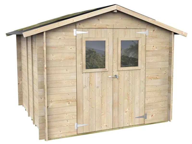 Alce Hobby 248x248 - Abri de jardin en bois - Avec fenêtres et porte à double battant - 248x248x217 cm