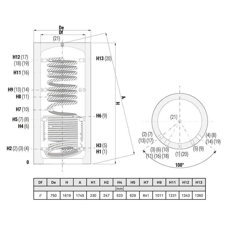 Réservoir tampon hygiénique Laddomat HSK Speicher 2 500 (478 litres) avec 1 échangeur de chaleur solaire