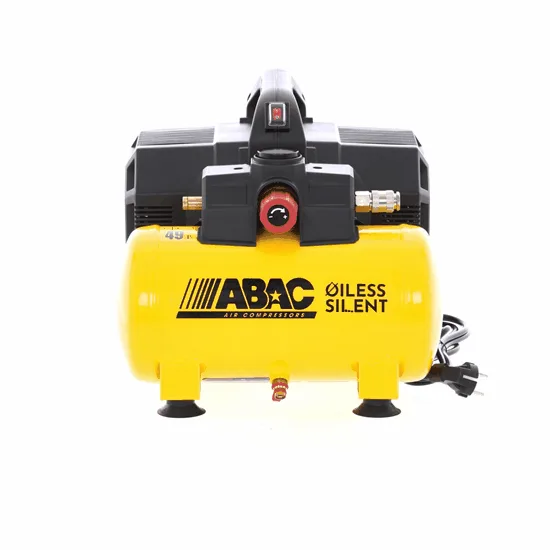 ABAC Start Xt Sil 07 Yellow - Compresseur d'air électrique portable monophasé silencieux, oil-less - Moteur 0,75 CV - 6 L