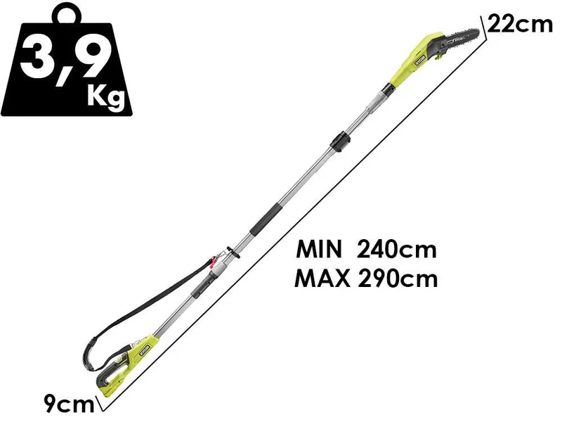 Ryobi RY18PP20A-0 - Élagueuse à batterie sur perche télescopique - Guide 20 cm - 18 V/4 Ah