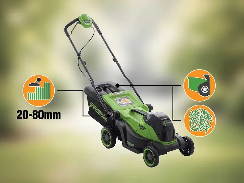 Greenworks LM360D - Tondeuse à gazon à batterie - 48 V/4 Ah - Largeur de coupe 36 cm