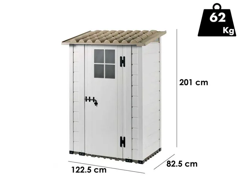 Garofalo Tuscany Evo 100 - Abri de jardin - Avec fenêtre et porte à un battant - 122,5 x 82,5 x 201 cm