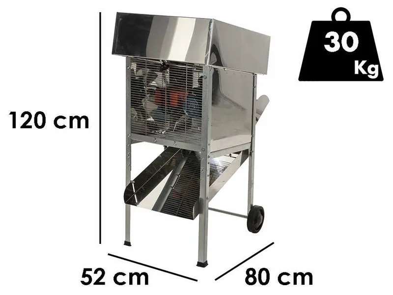 Jolly Falkom – Effeuilleuse électrique pour olives en acier inoxydable AISI 304 – Variateur de vitesse et cuve de 77 L