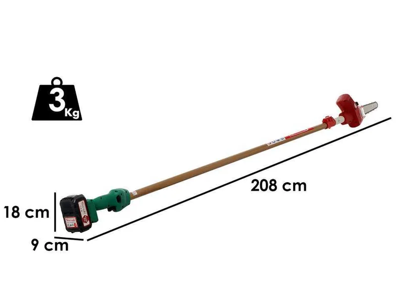 Perche élagueuse à batterie télescopique Sbaraglia ARES-22 - 2 Batteries de 5.2 Ah/21V