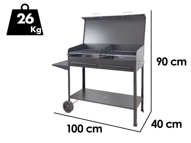 Mille Vanessa 2G - Barbecue à charbon en fer artisanal - 2x 47,5x37 cm