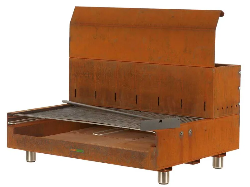 Folpo - Barbecue à bois et à charbon en acier Corten