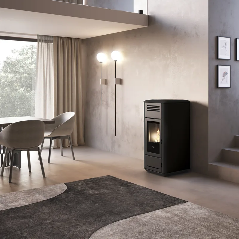 Edilkamin Milla H 12 Evo poêle à granulés hydro acier noir brillant