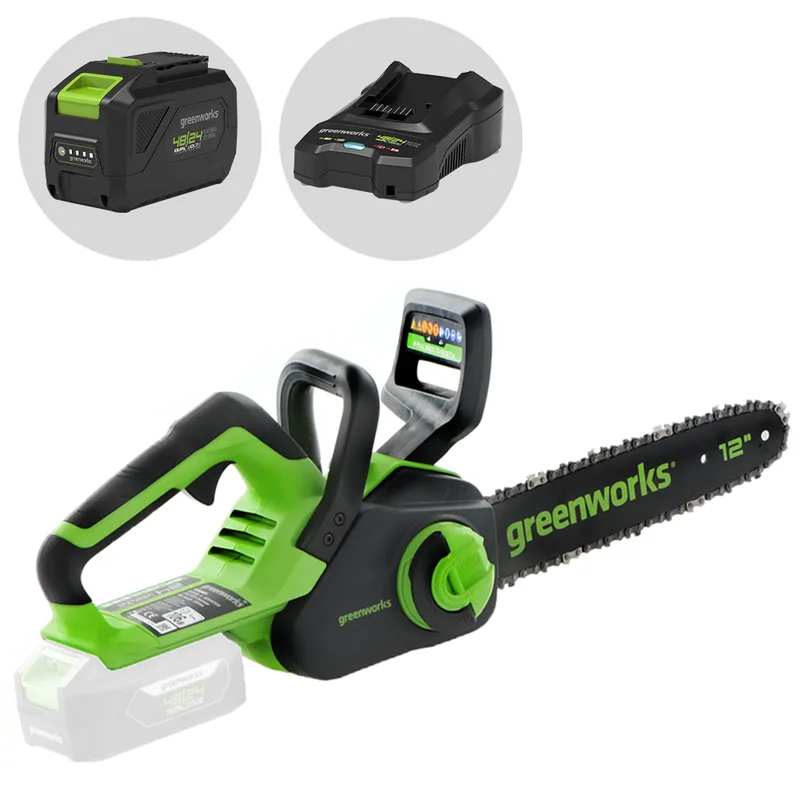 Greenworks GD24CS30 - Tronçonneuse électrique à batterie 24 V 8 Ah - Lame de 30 cm