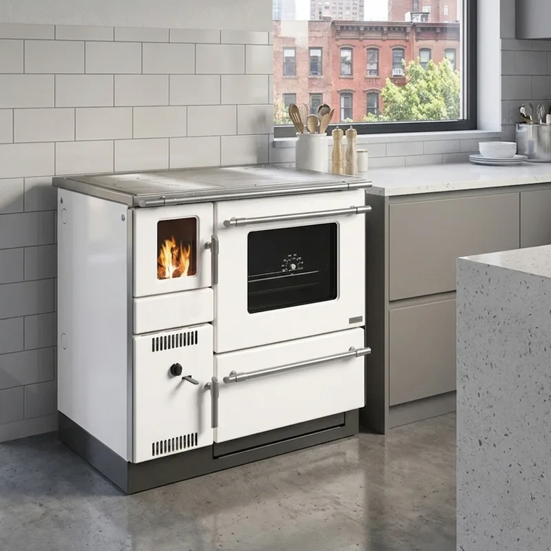 Wamsler K 139 F Cuisinière à bois à droite blanc avec plaque en acier