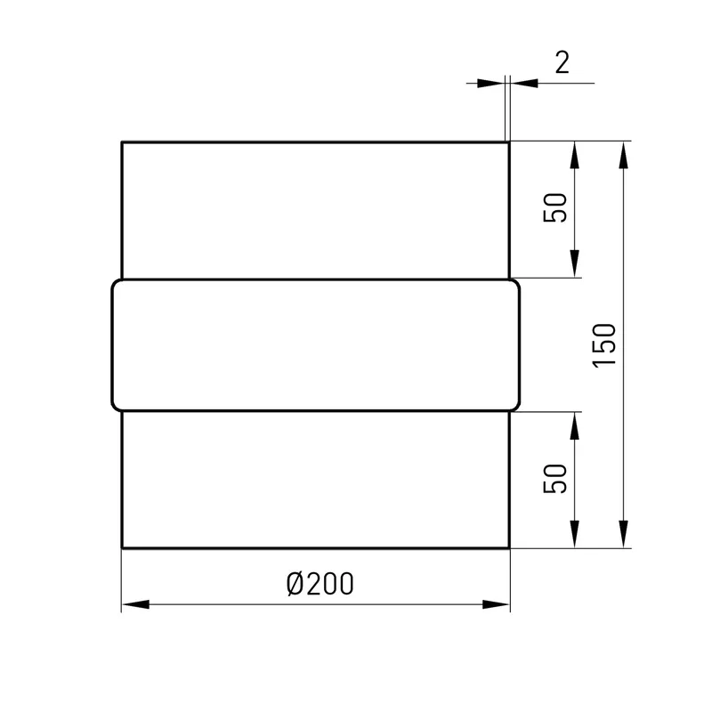 Raik Basic Adaptateur 200mm noir L: 150mm pour tuyau de fumée / conduit de fumée