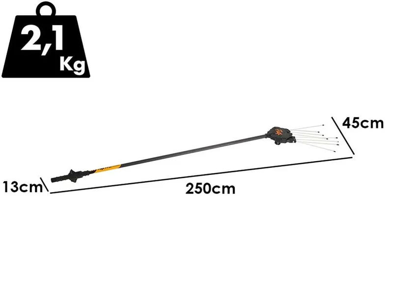 Oliviero Flex-PPF12 Premium - Peigne vibreur électrique à batterie - Perche en carbone fixe 250 cm